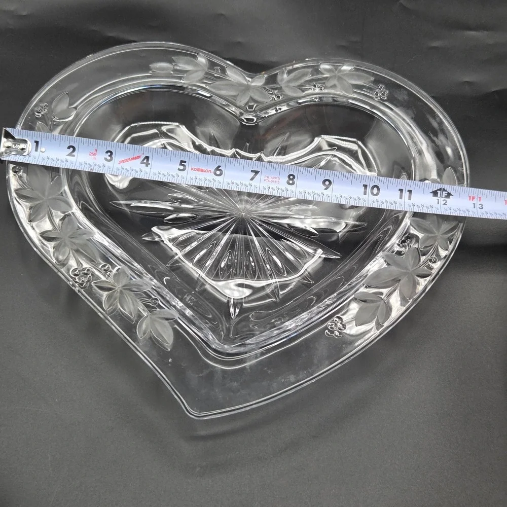 MIKASA Garden Terrace Heart Serving Platter ELEGANT Clear & Frosted Glass  13